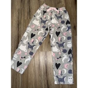 Girls Carters Size 8 Pj‎ Bottoms Gray Pink & White With Animals